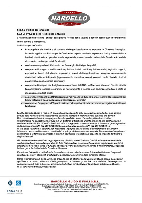 politica qualità